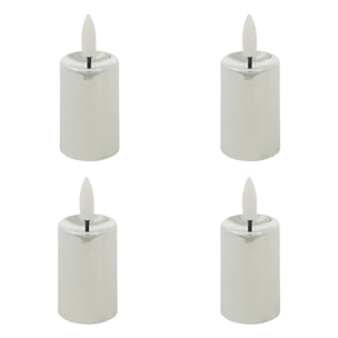 Lot de 4 bougies LED votives métal argent