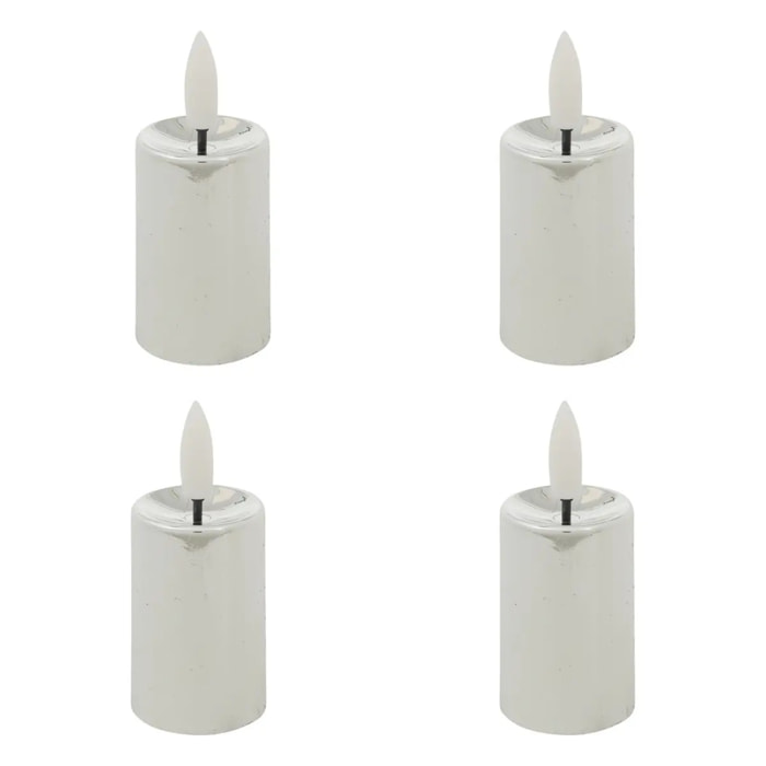 Lot de 4 bougies LED votives métal argent