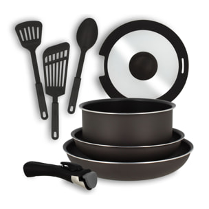 Batterie de cuisine 8 pièces en aluminium noir - tous feux IRIS