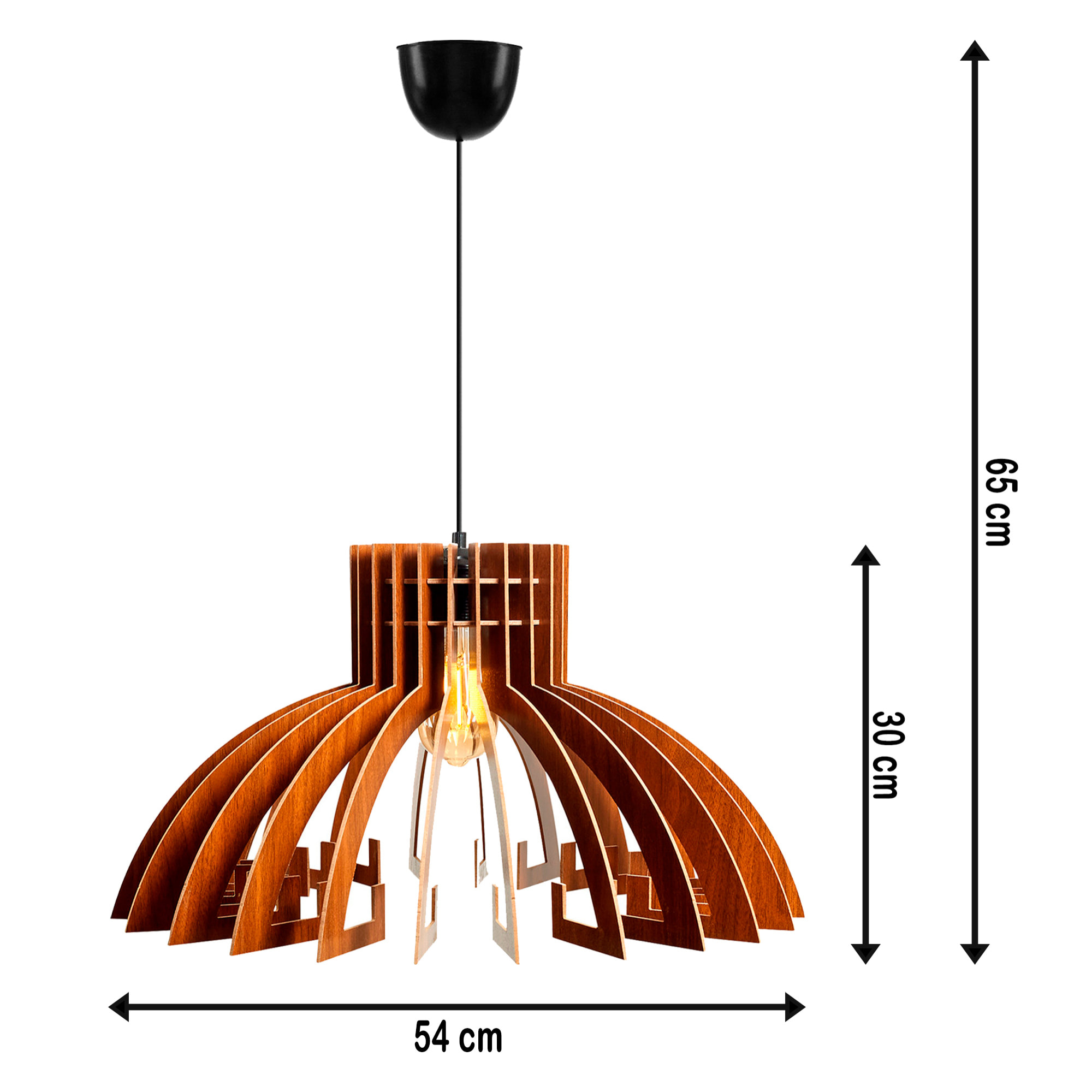 Lámpara de techo 65 cm. nogal, tipo E 27 Max 45 - 60 W