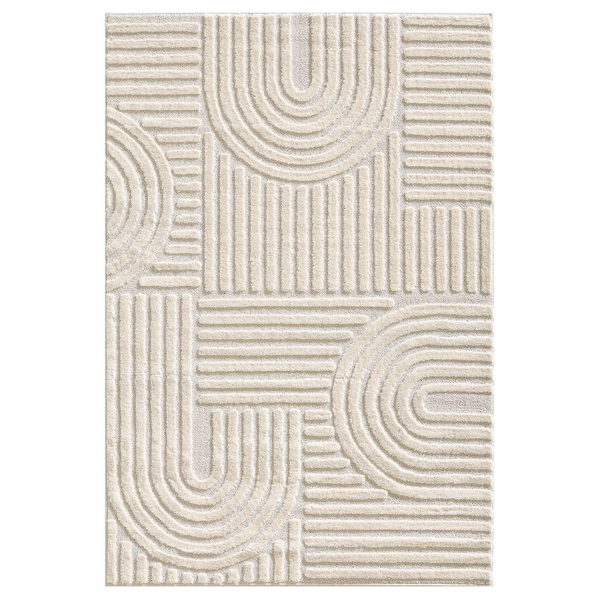 TURIN - Tapis moderne à motif géométrique en relief Creme