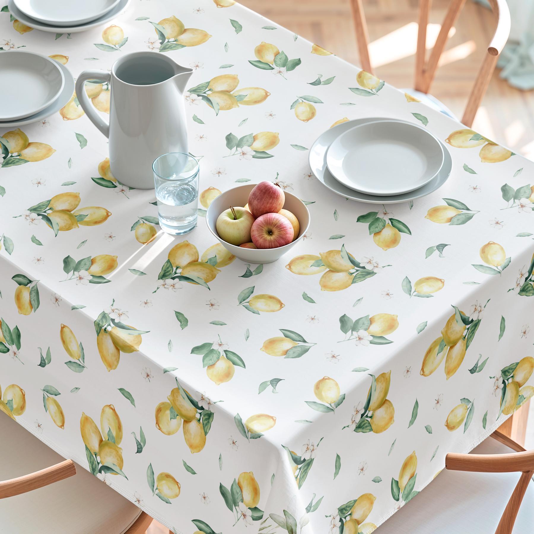 Nappe imprimée anti-tâches HELIOS JAUNE