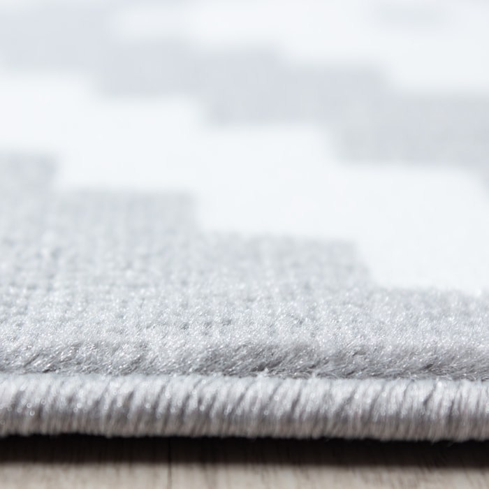 PLUS - Tapis à poils courts losange gris - PLU8005GRI