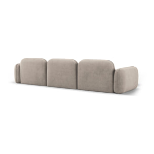 Canapé d'angle gauche modulable "Lucien" 4 places en velours beige foncé