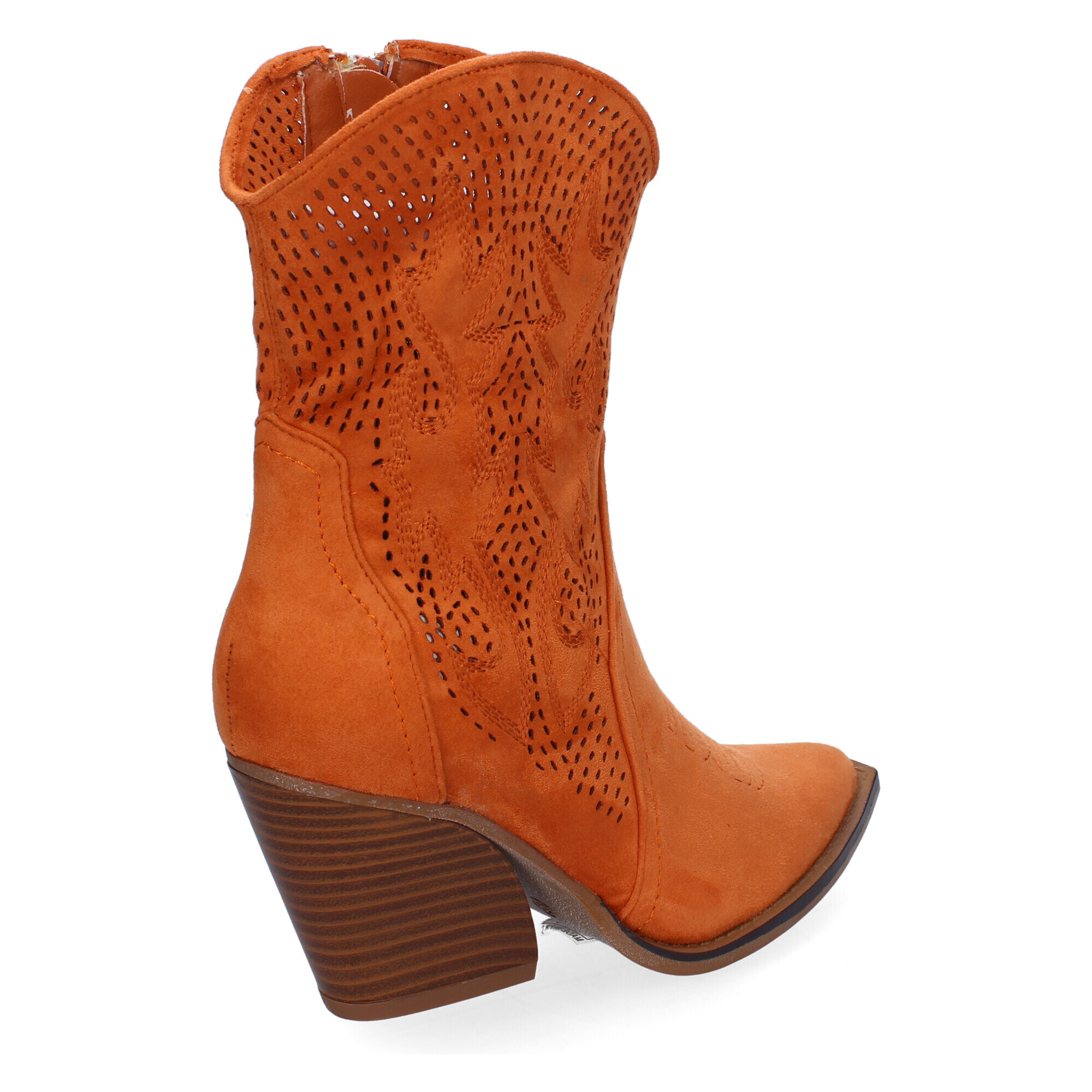 Botín Campero con Tacón, Cómodos, Diseño Calado con Bordado en Caña