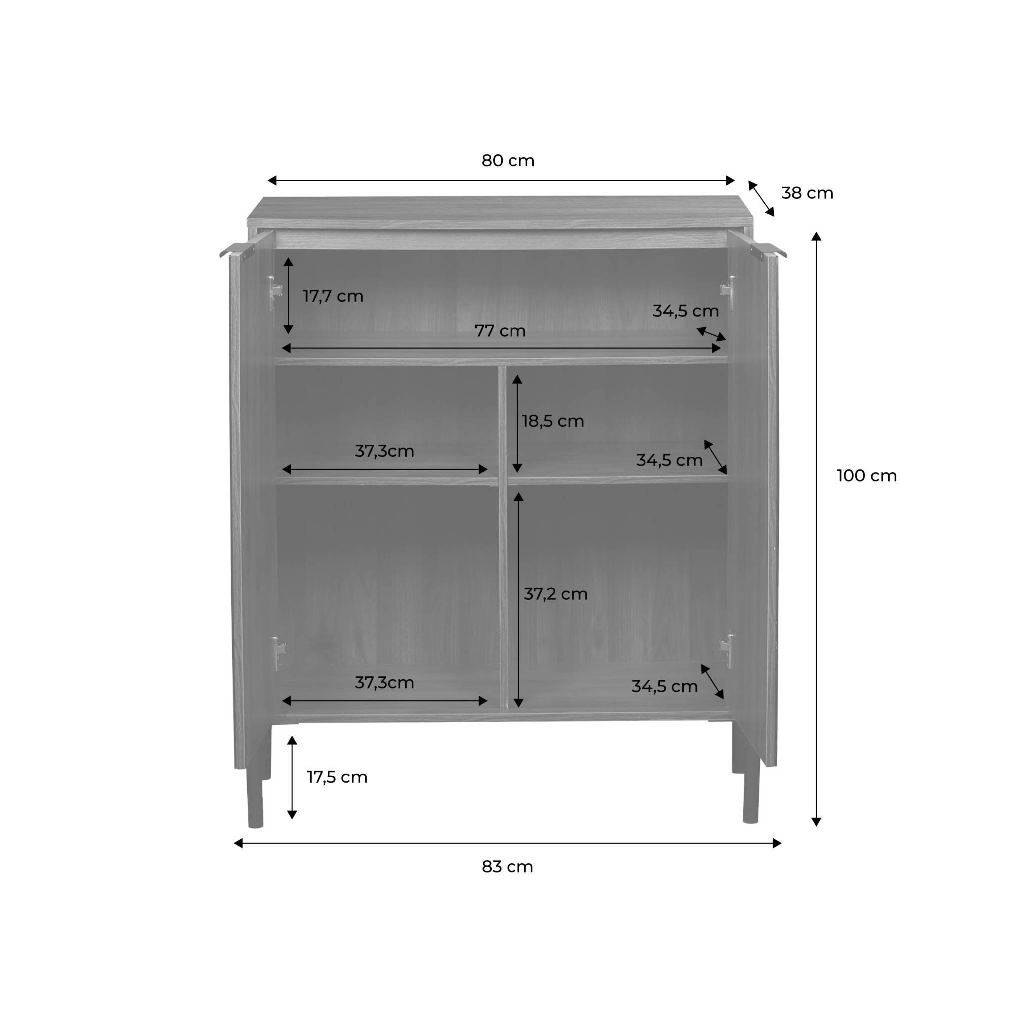 Buffet vintage effet bois de noyer. buffet haut. vaisselier. deux portes vitrées aspect fumé. L 83 x 38 x 100cm