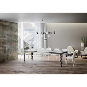 Mesa extensible 90x160/420 cm Karamay Evolution Fresno Blanco estructura Antracita