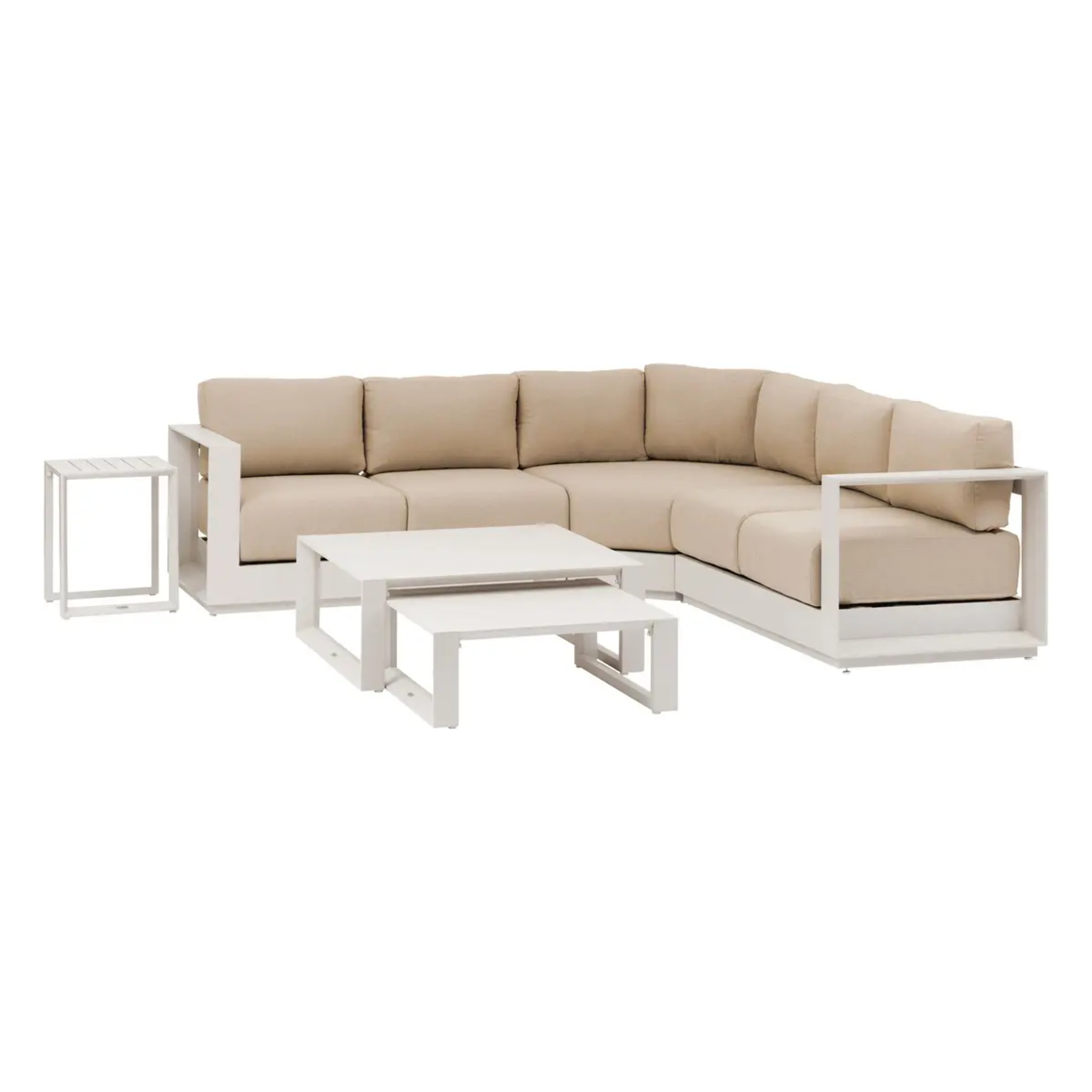 Salon d'angle de jardin "Allure" avoine 5 places en aluminium et polyester