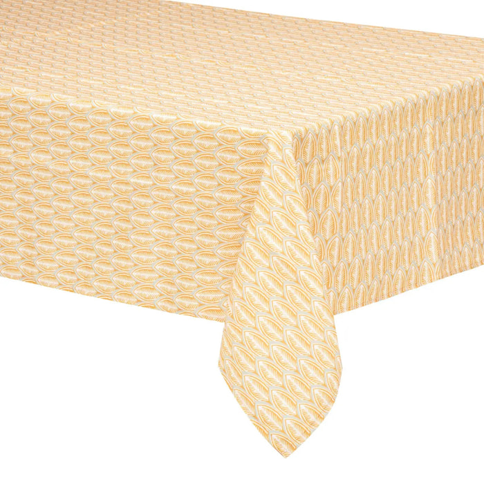 Nappe imprimée anti-tache "Soan" - jaune ocre - 140x240 cm