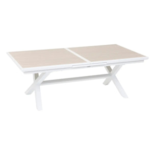 Table de jardin extensible "Axiome" en aluminium lin & blanc traité époxy 10 places
