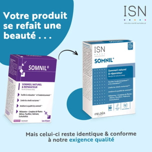 ISN - Somnil® - Complément alimentaire - Mélatonine, plantes, vit.B6, Tryptophane - Facilite l'endormissement- Améliore le sommeil - Sans dépendance ni accoutumance - Lot de 2 produits