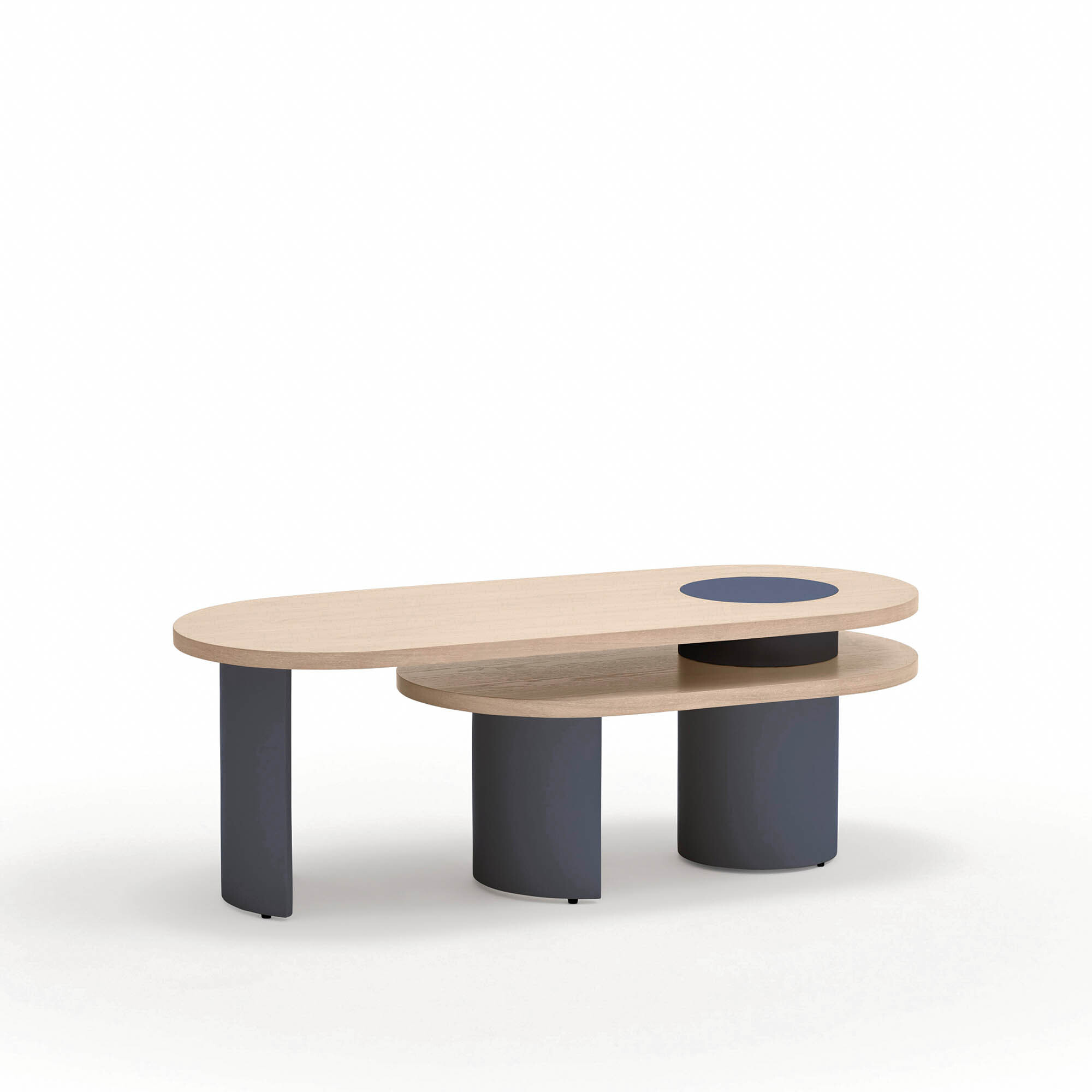 Mesa de centro Nori natural claro y patas azul oscuro