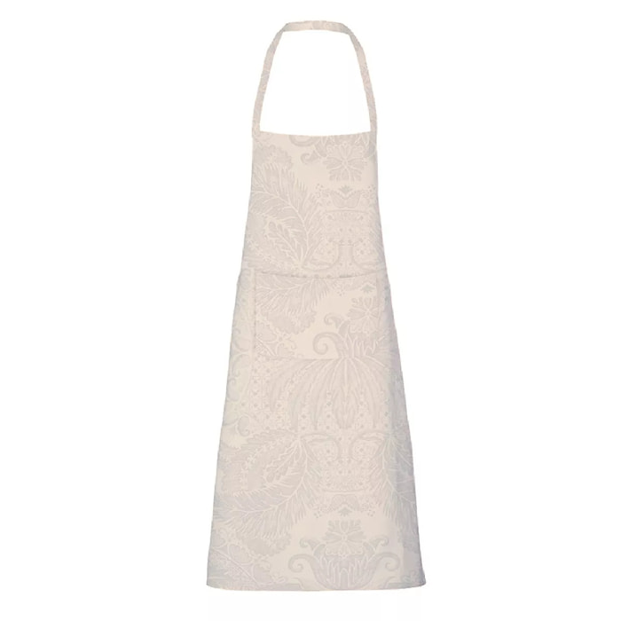 Tablier pur coton enduit motif jacquard beige Mille isaphire parchemin