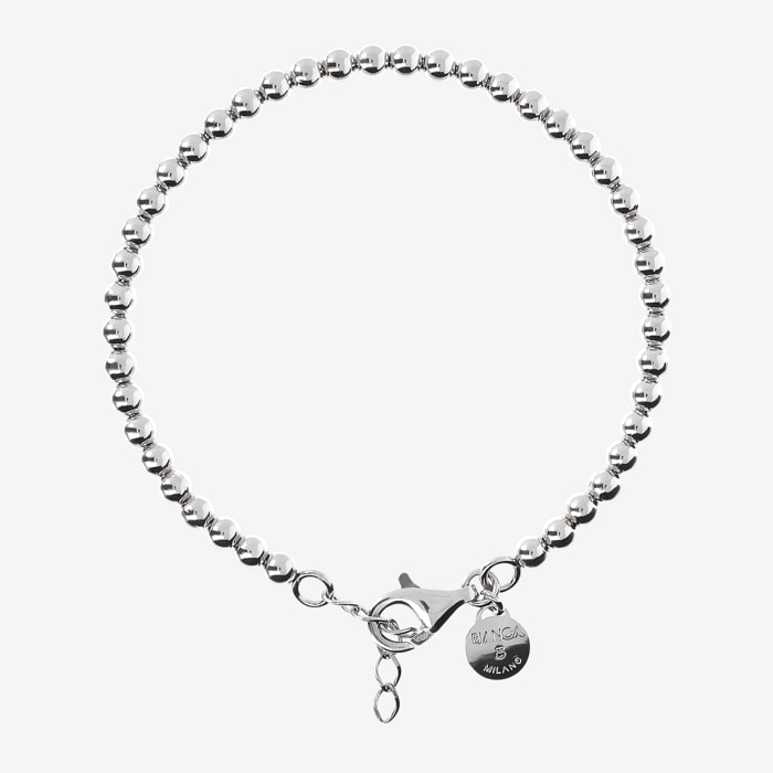 Bracciale con Sfere Piccole in Argento 925 placcato Platino