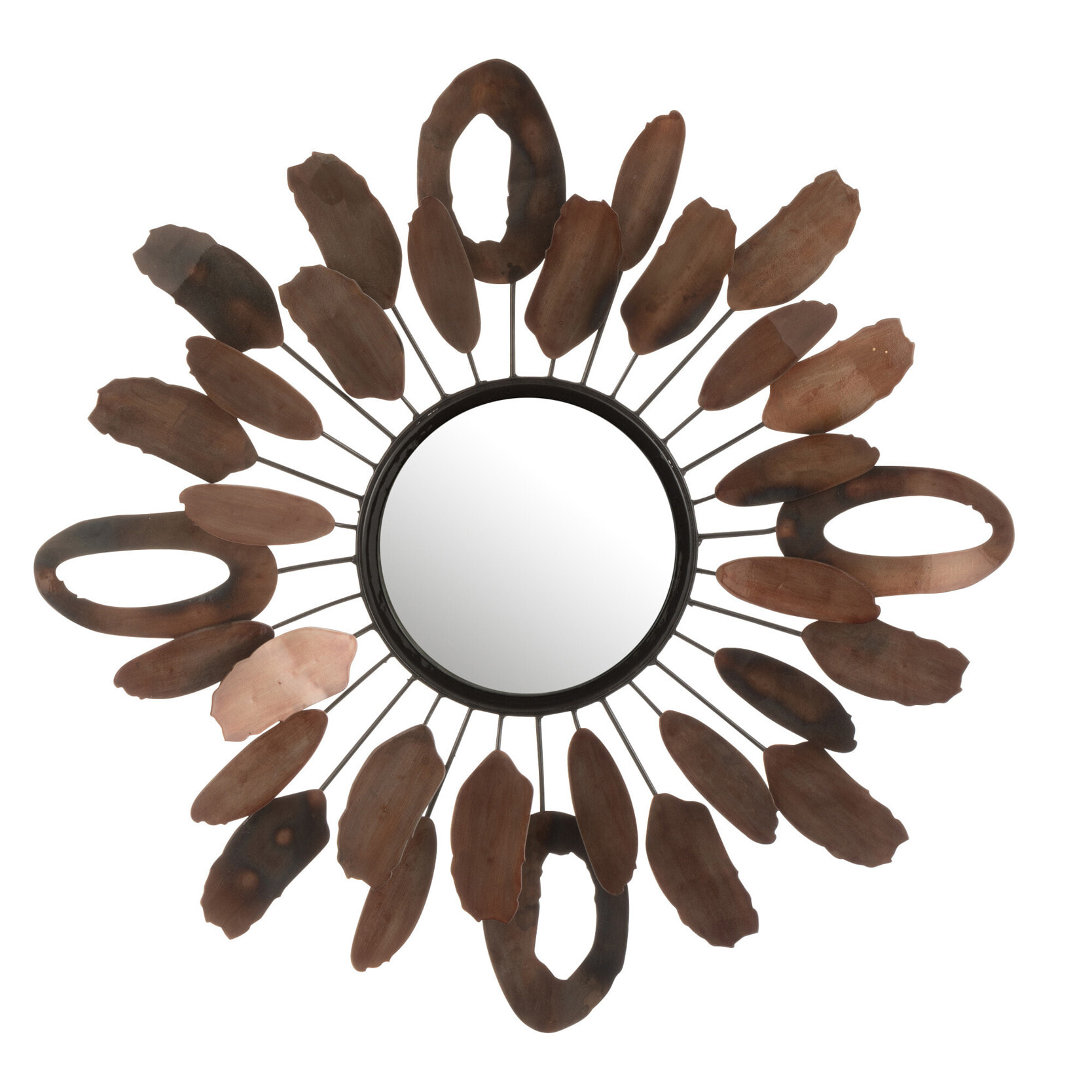 J-Line miroir Morceaux Ovales - métal - marron - Ø 61 cm