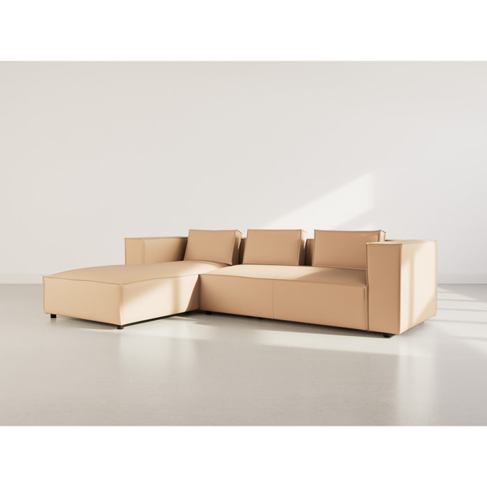 Stella - canapé d'angle gauche 4 places en simili - Taupe