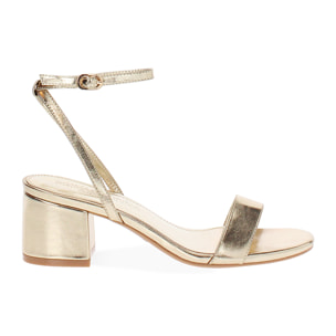 Sandalo donna dorato, tacco 5,5 cm