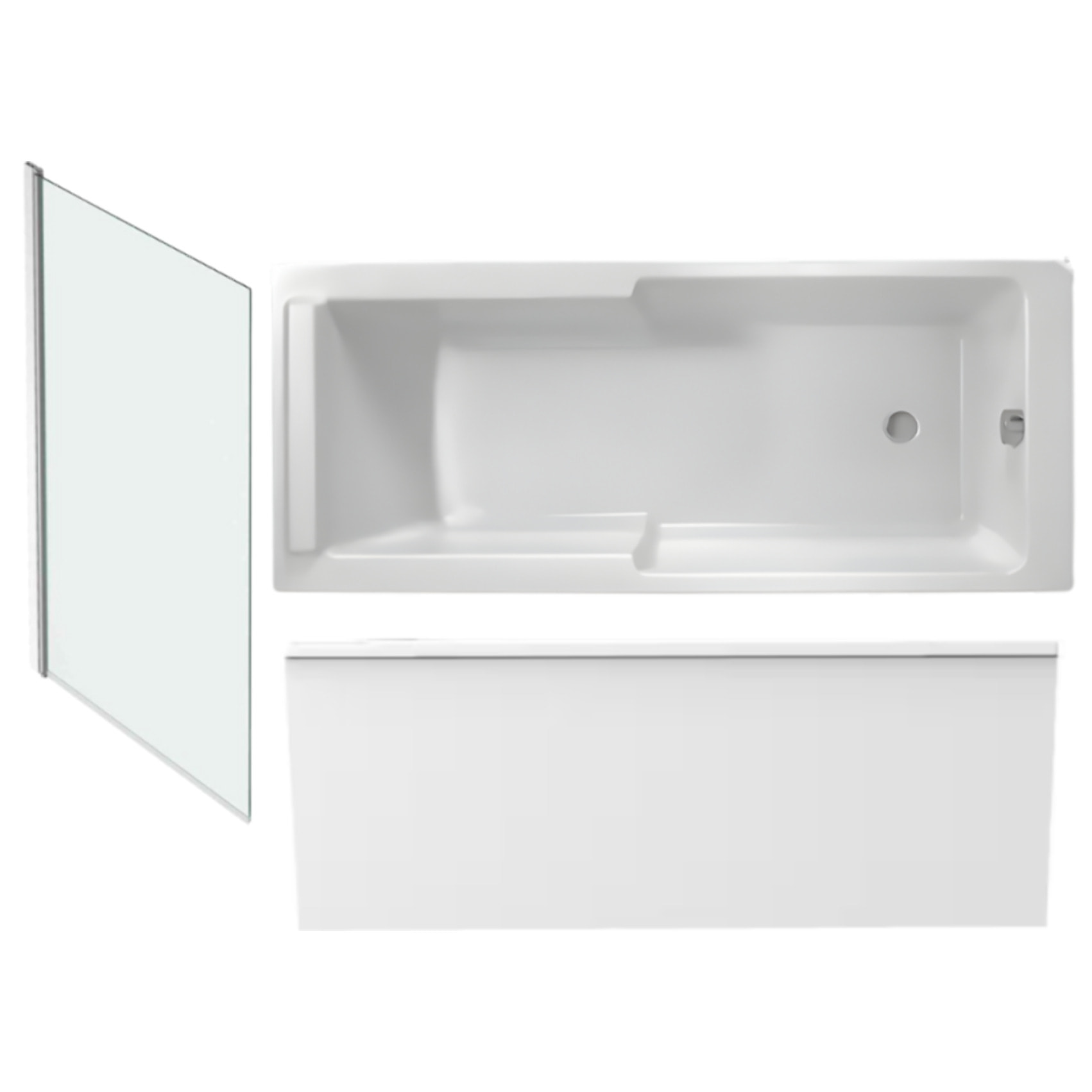 Baignoire bain douche JACOB DELAFON Struktura + pare bain + tablier + étagère