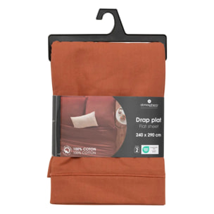 Drap plat "Carina" en coton 240x290cm rose terracotta