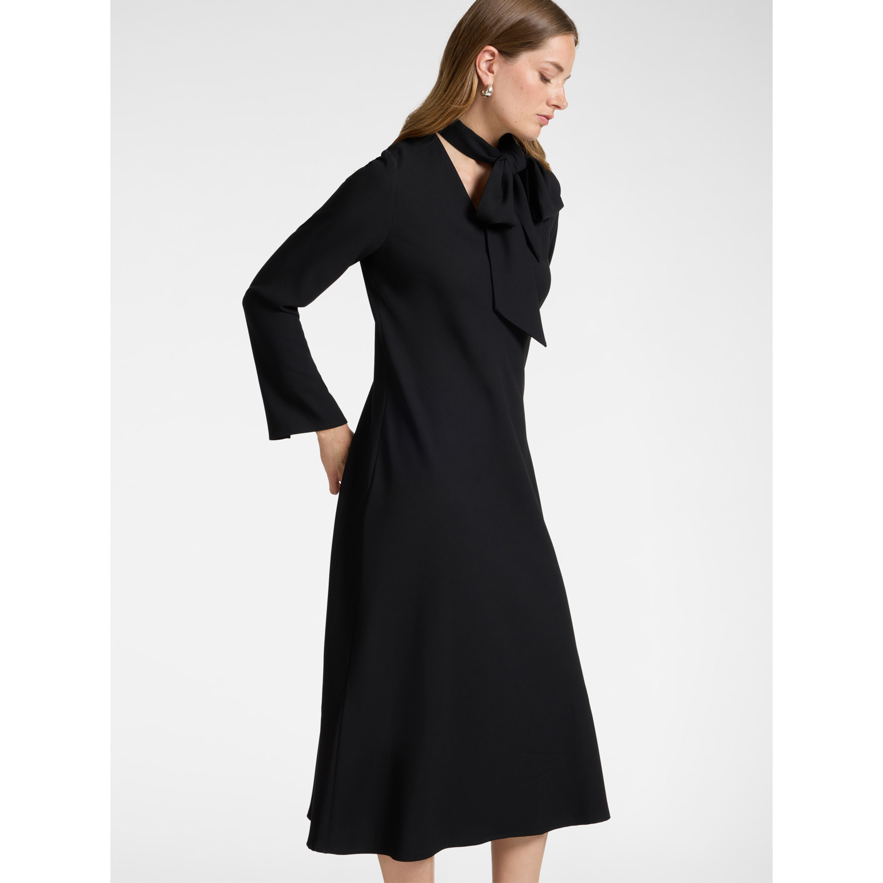 Elena Mirò - Abito lungo in crêpe enver satin - Nero