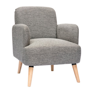 Fauteuil scandinave en tissu gris clair et bois clair ISKO