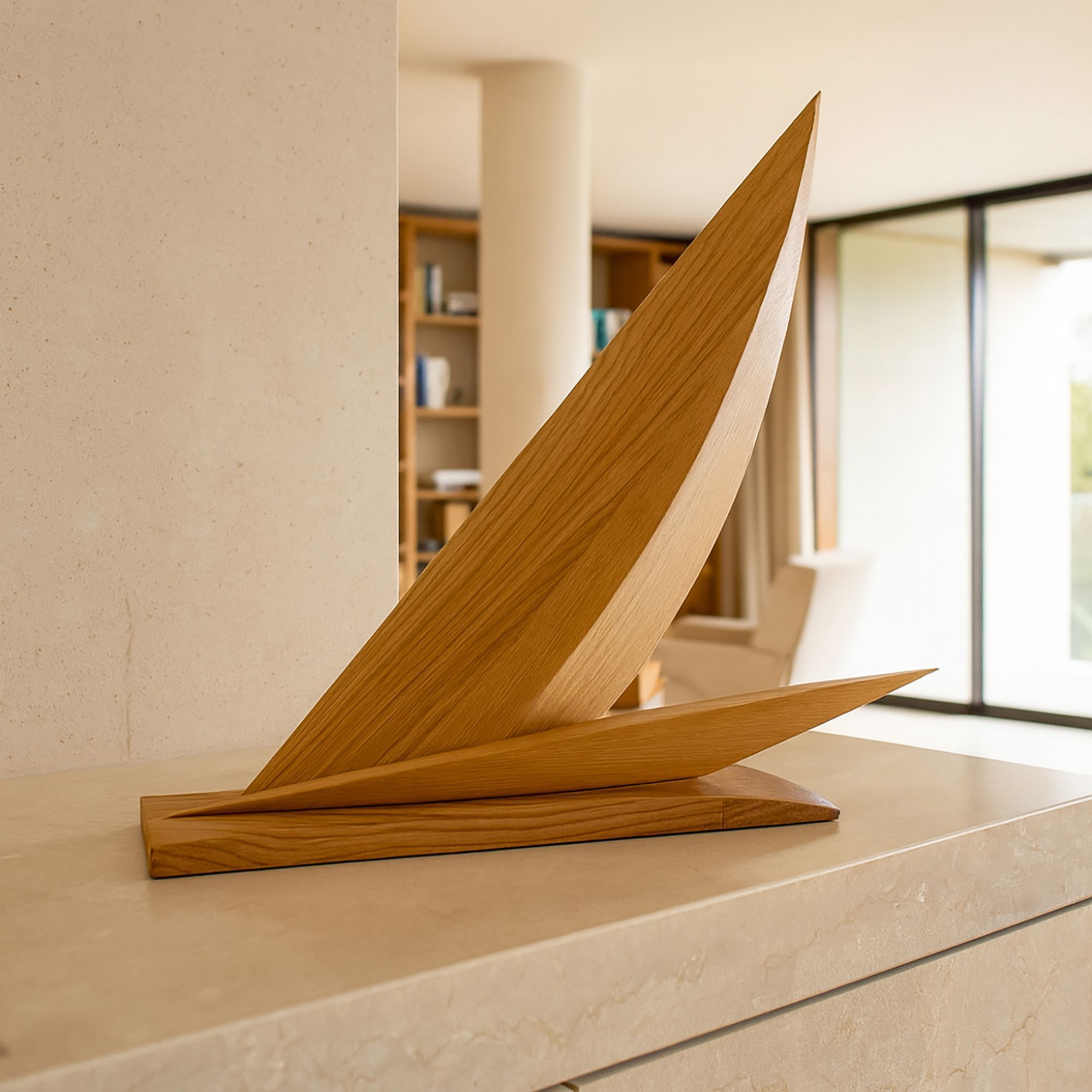 Voilier décoratif en orme massif