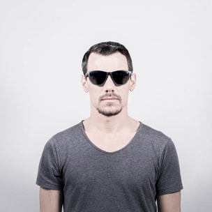 Gafas de sol OCEAN SEA - Negro mate arriba y azul transparente abajo con azul revo