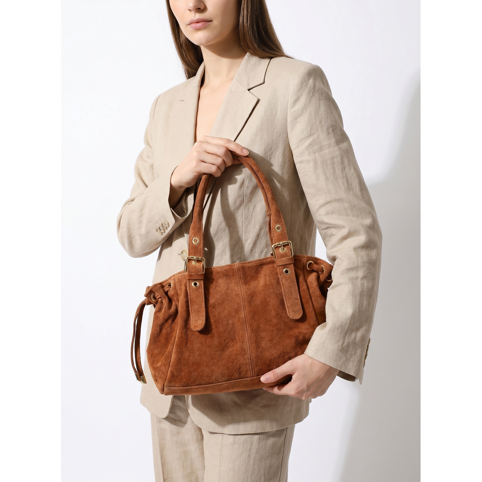 Borsa a mano da donna Made in Italy - Modello Lumena Lux - 100% pelle - 20.0 x 21.0 x 33.0 cm