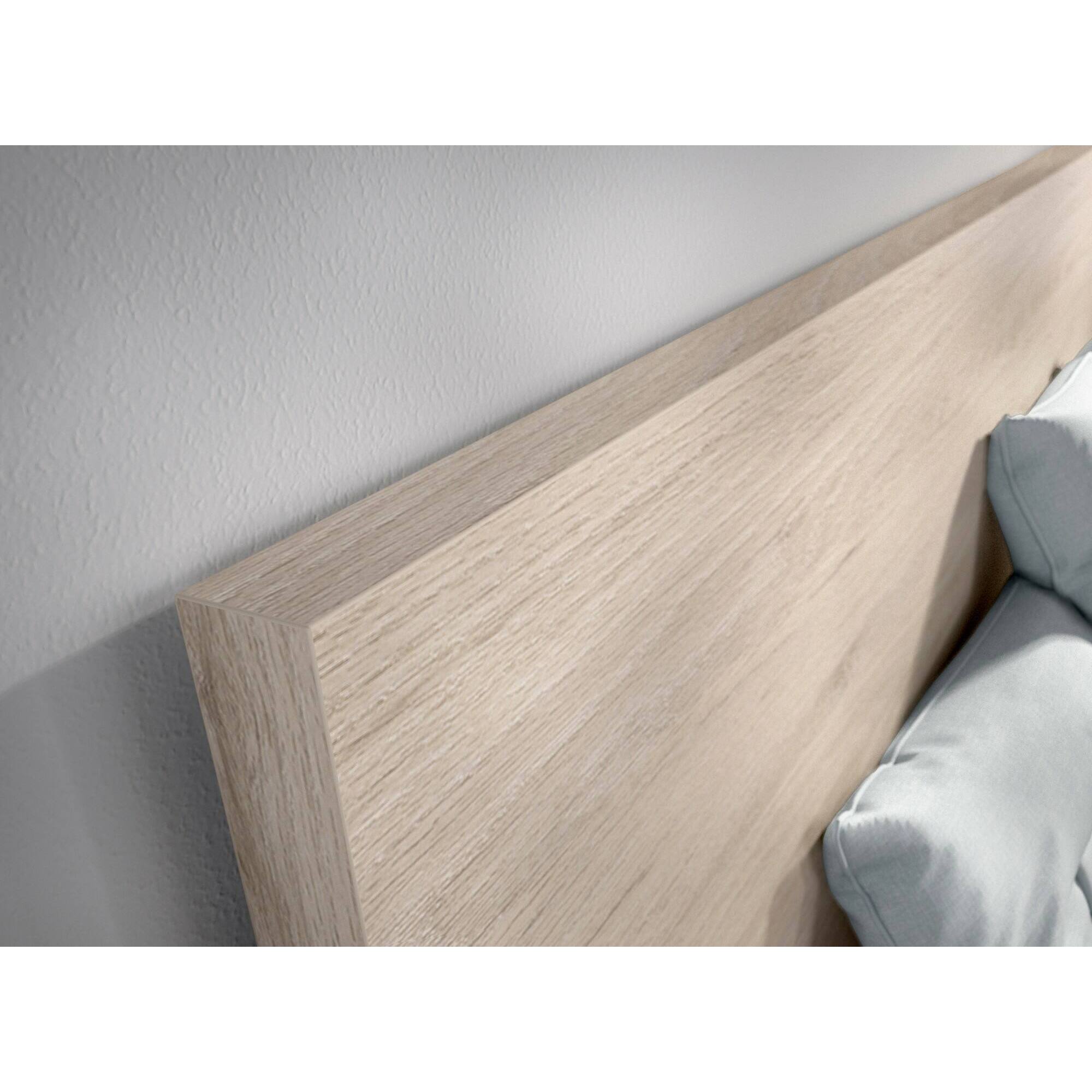 Letto matrimoniale Usman, Sommier per camera da letto, Giroletto per stanza, Struttura porta materasso, 269x205 h100 cm, Bianco e Rovere