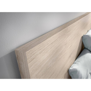 Letto matrimoniale Usman, Sommier per camera da letto, Giroletto per stanza, Struttura porta materasso, 269x205 h100 cm, Bianco e Rovere