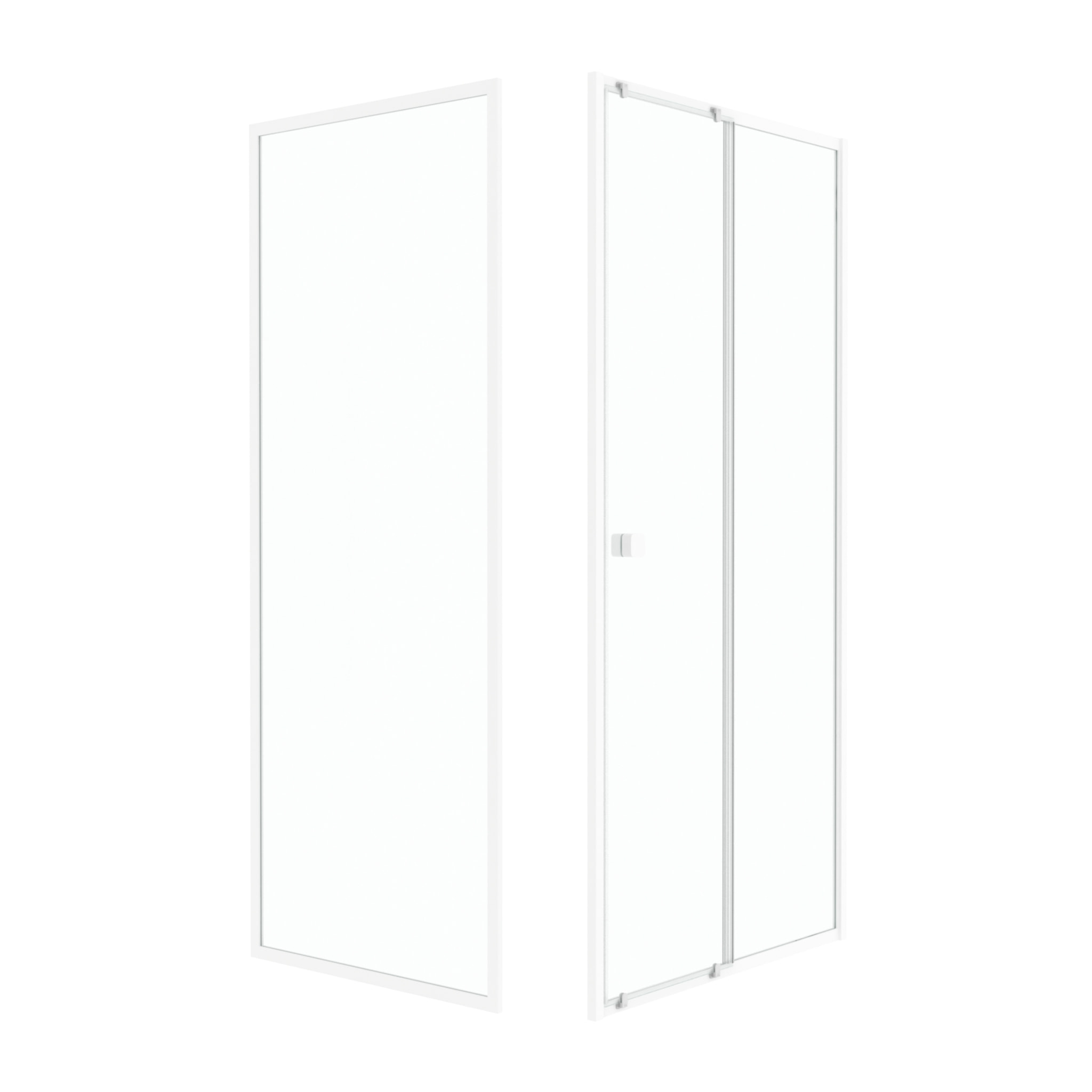 Pack porte de douche Coulissante blanc 100x185cm + retour 90 verre transparent 5mm - WHITY slide 100