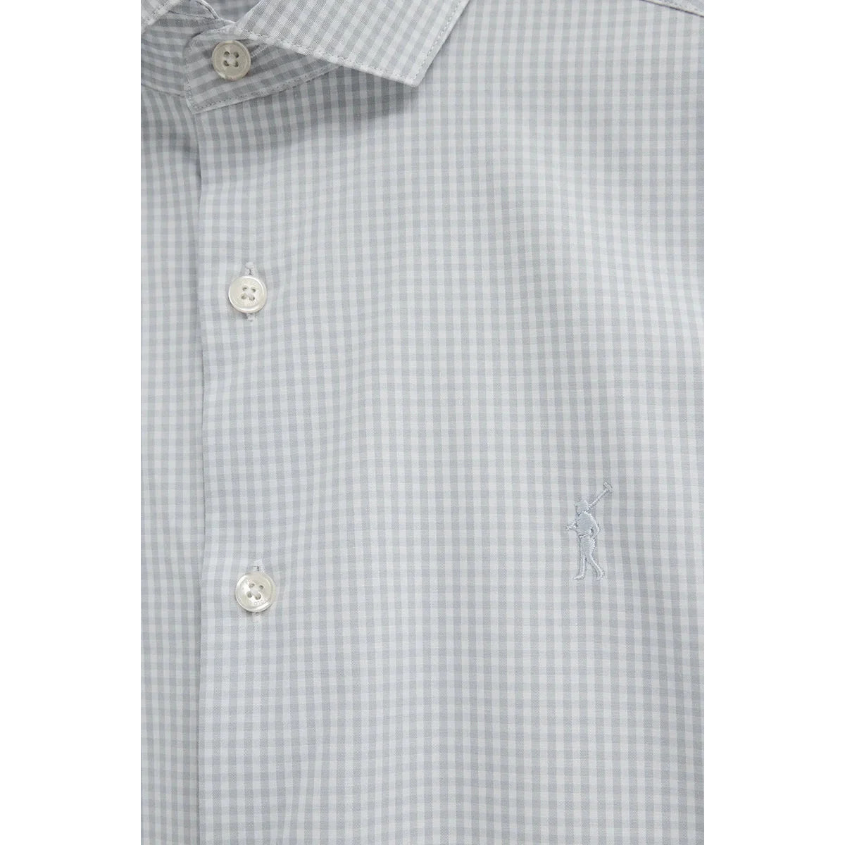 Camicia vichy azzurra slim fit con logo Rigby Go