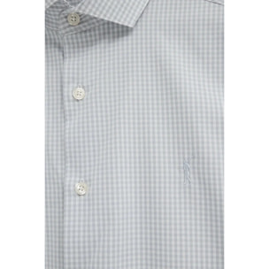 Camicia vichy azzurra slim fit con logo Rigby Go