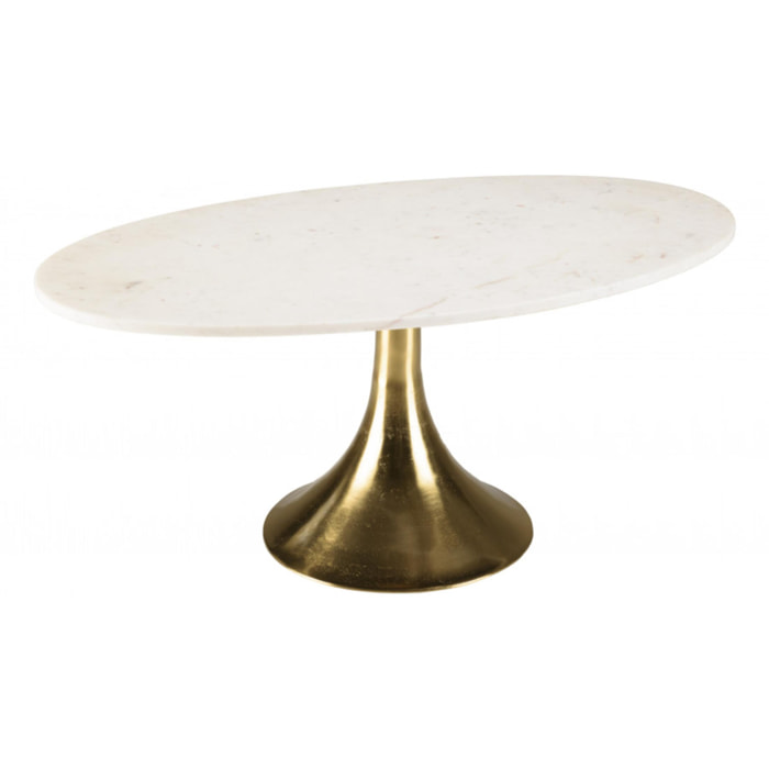 JAMES - Table basse 100x56cm plateau marbre pied évasé doré