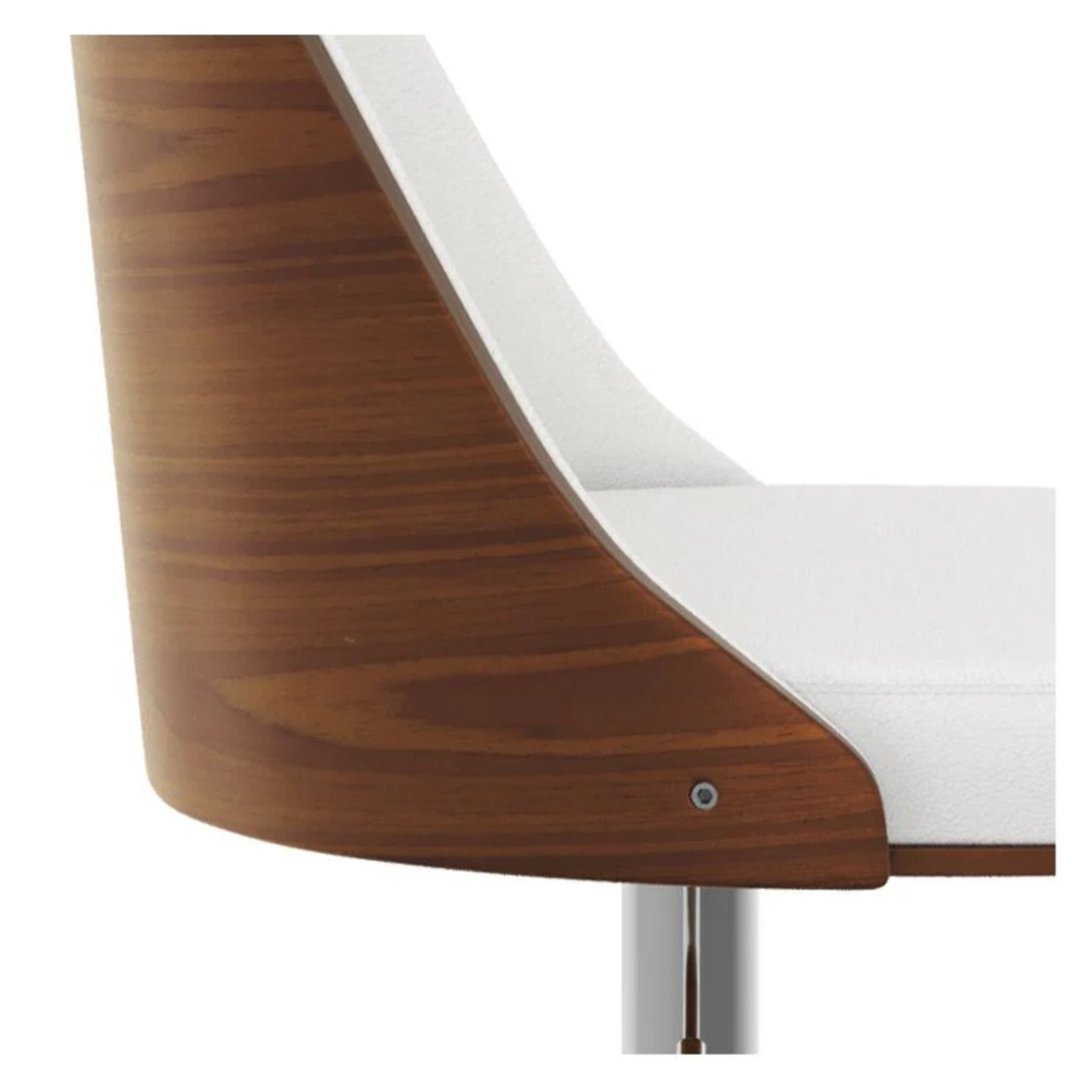 Chaise de bar réglable et pivotante en bois foncé et PU blanc 56/77 cm - Georges