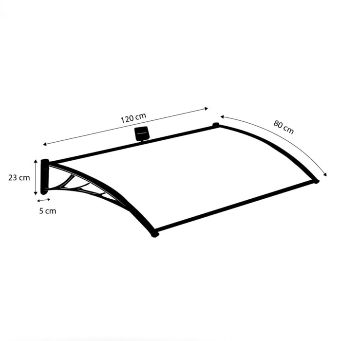 Marquise LED - Panneaux transparents / Potences noires / LEDs blanches