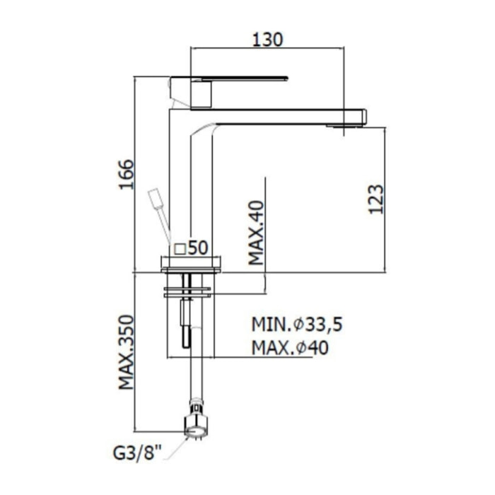 B-Way Mitigeur pour lavabo avec levier, Noir mat (SATBSBW271)