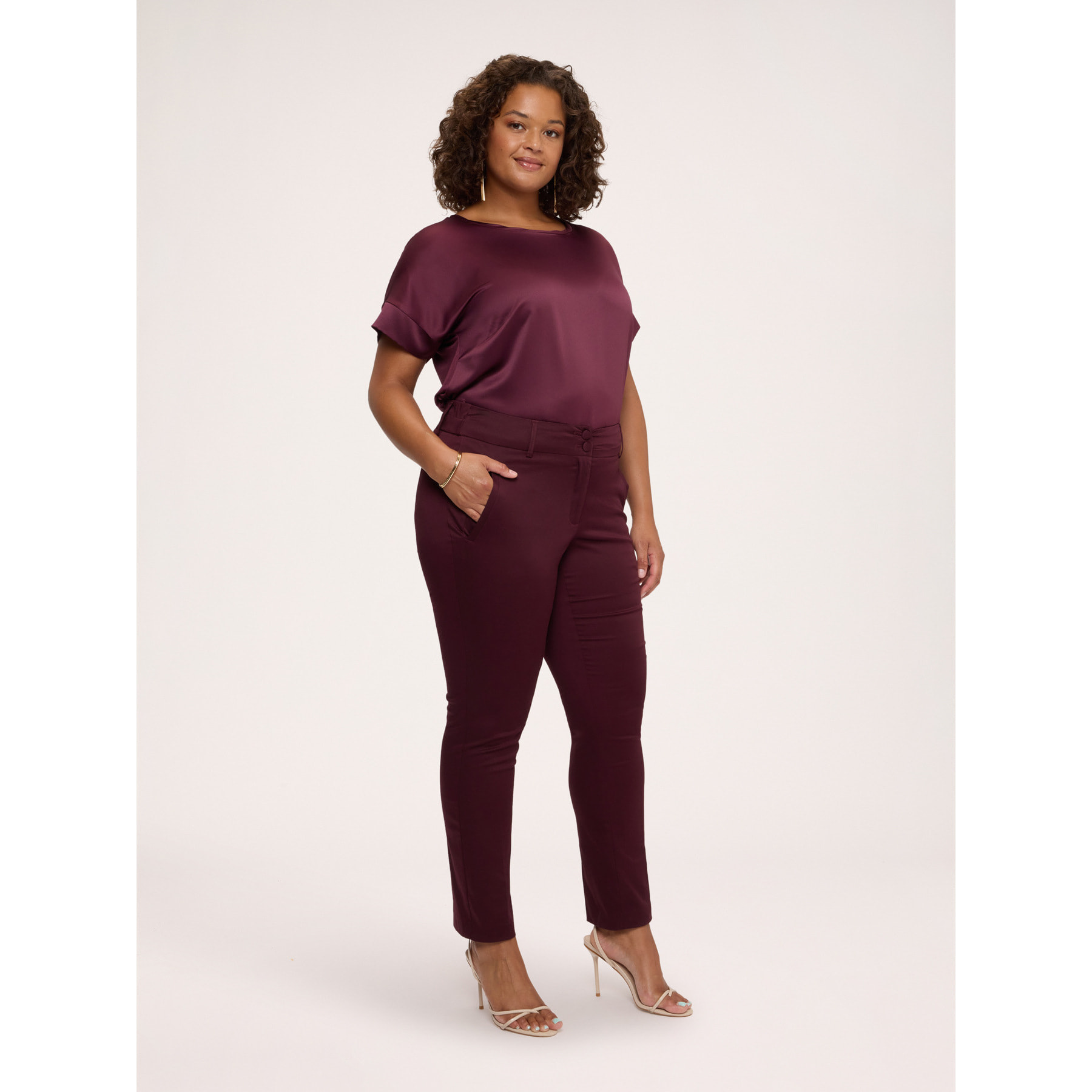 Fiorella Rubino - T-shirt bimaterica in raso e jersey - Bordeaux