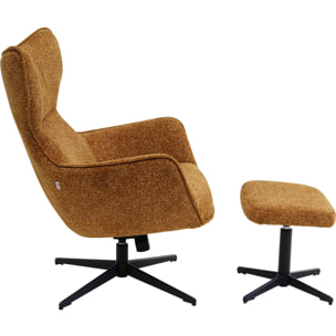 Fauteuil pivotant et repose-pieds Jules marron Kare Design
