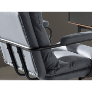 Silla Angel Cerdá oficina giratoria con asiento y respaldo tapizado en tela en gris patas en acero inoxidable en negro 59x63x90cm