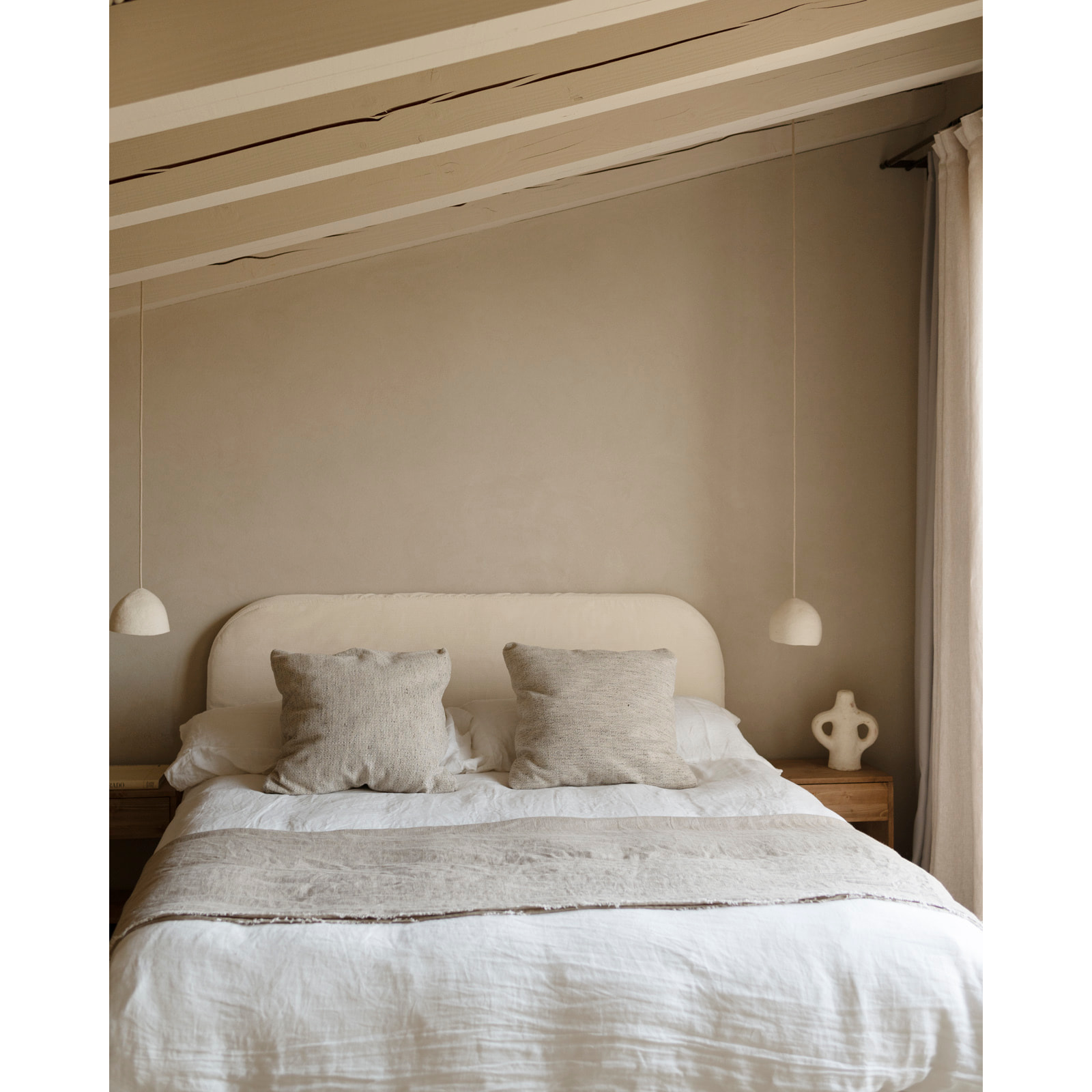 Housse pour tête de lit en velours côtelé blanc cassé en différentes tailles