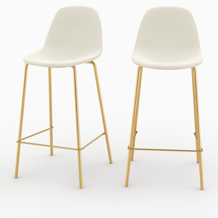 Lot de 2 chaises pour îlot central 65 cm en cuir synthétique blanc - Henrik