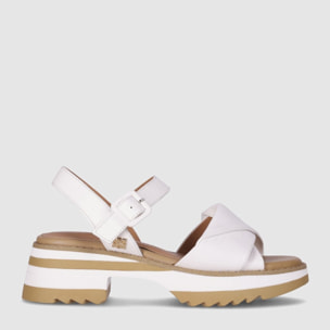 Sandalias de Piel - Blanco - Tacón: 4 cm
