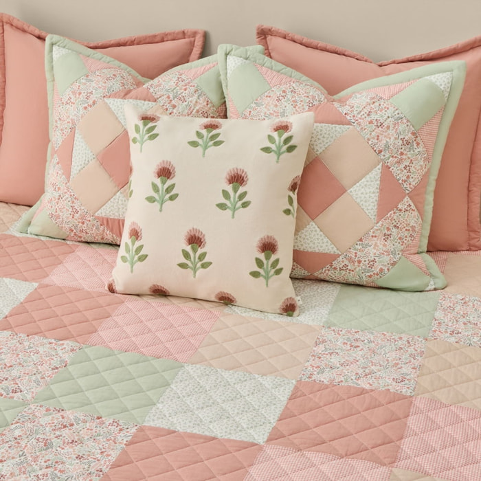 Colcha de algodón acolchada patchwork Crepatcol color rosa 100% Algodón