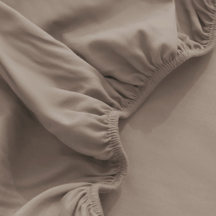 LENZUOLO SOTTO CON ANGOLI PER LETTO MATRIMONIALE IN JERSEY DI COTONE TORTORA