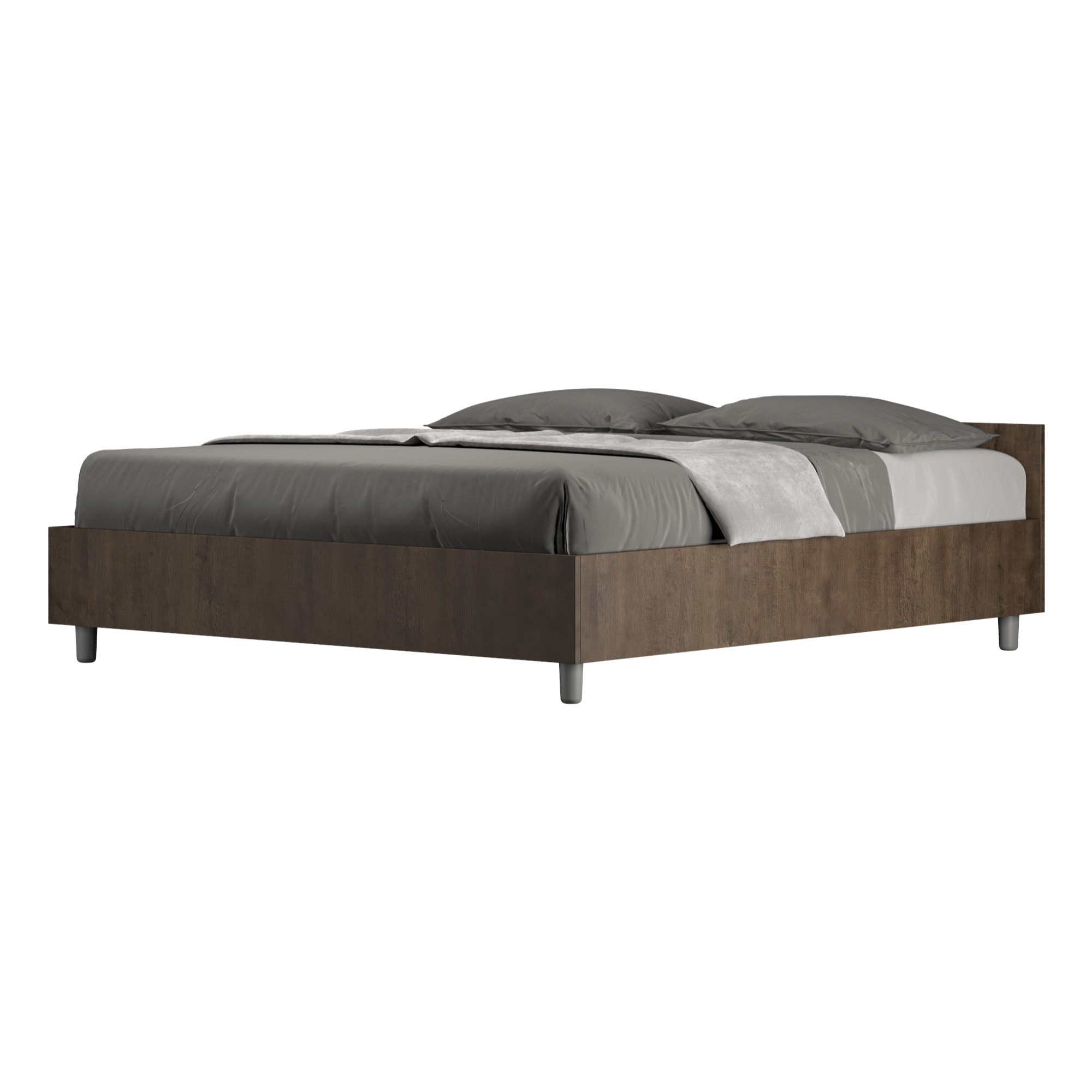 Cama con somier 160x190 nogal Nuamo