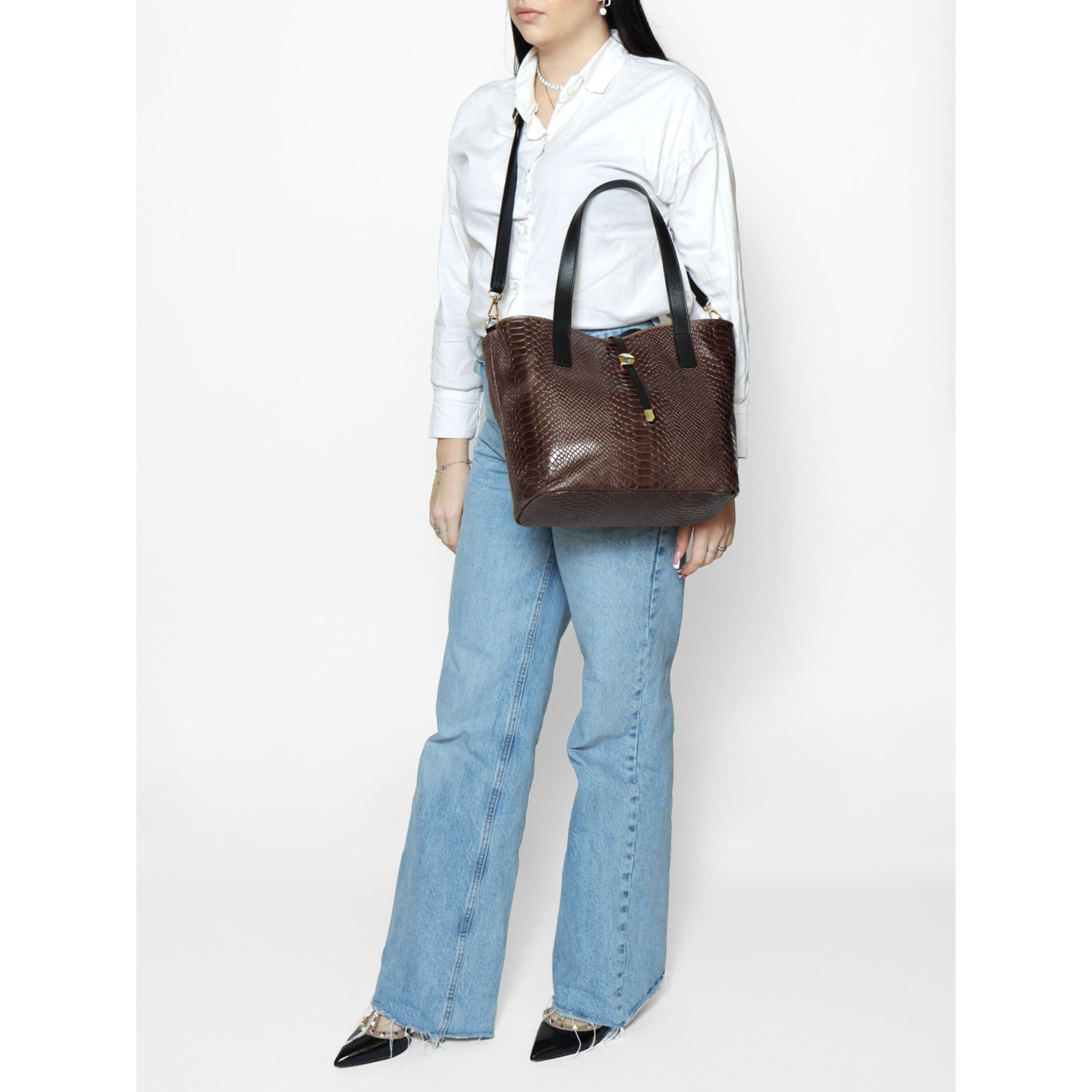 Borsa a mano da Donna Clarissa in Vera Pelle Made in Italy 26x32x15 cm