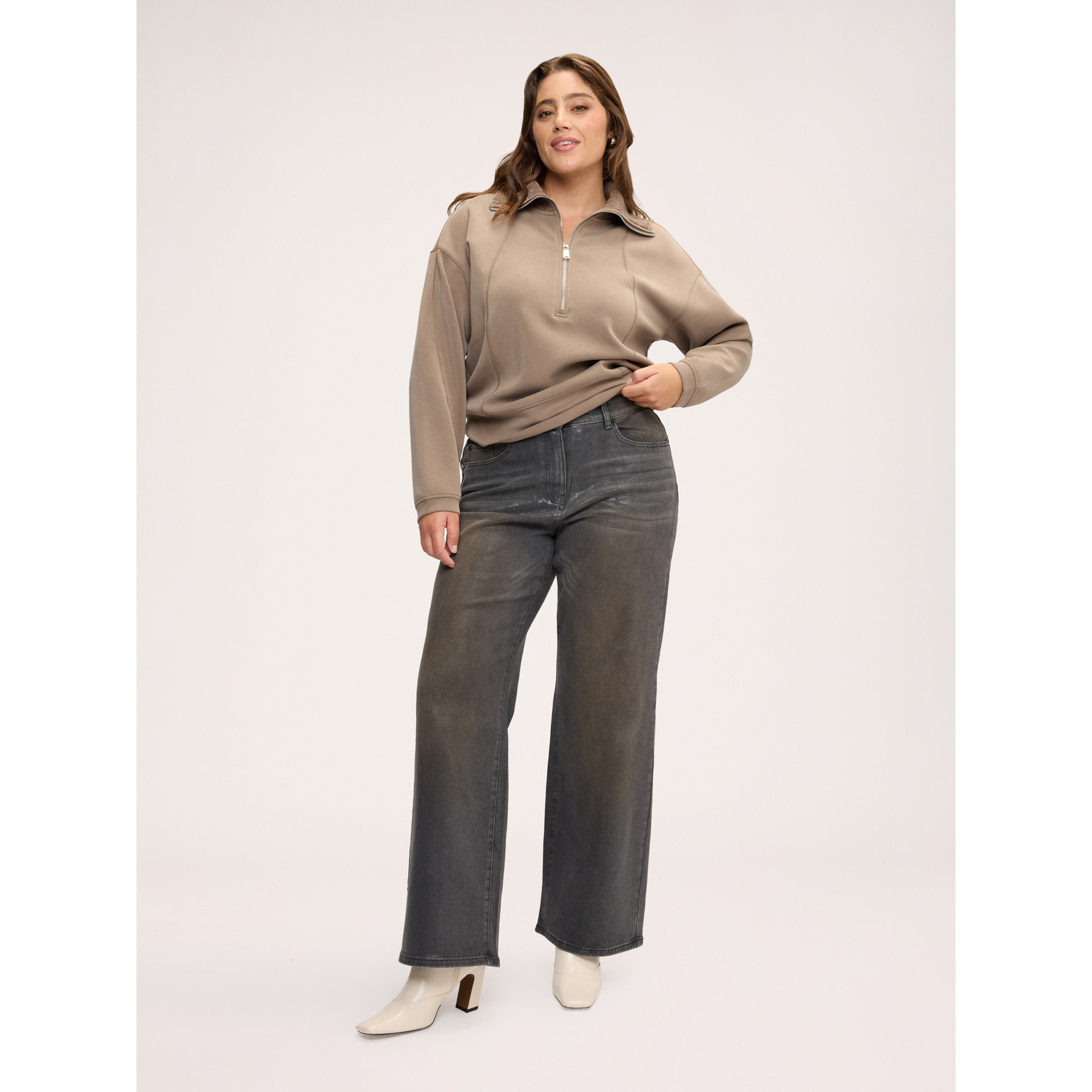 Fiorella Rubino - Jeans rectos con efecto laminado - Gris