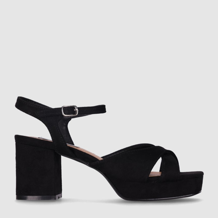 Sandalias de Tejido - Negro - Tacón: 8 cm