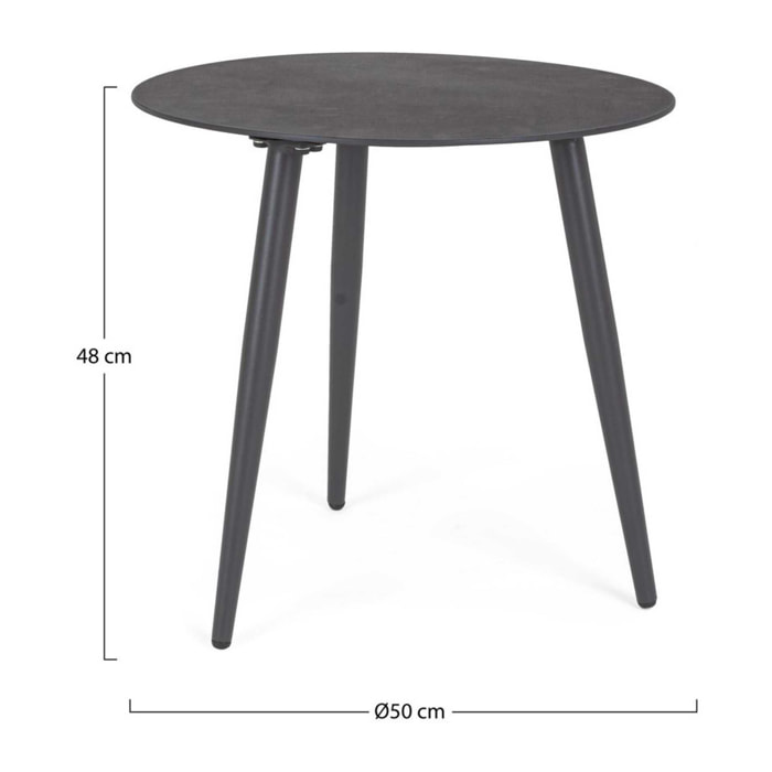 Tavolino rotondo da giardino FARO in alluminio antracite verniciato a polvere, Ø50 cm